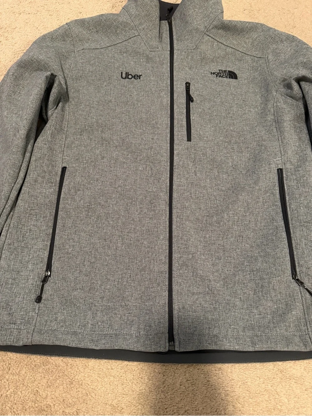 The North Face Men's Gray Softshell Jacket with Uber Embroidery